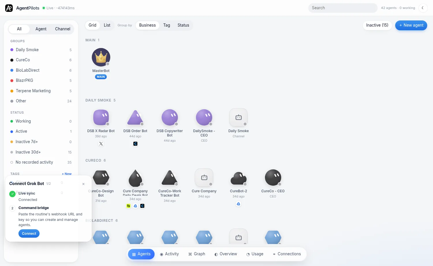 AgentPilots avatar grid